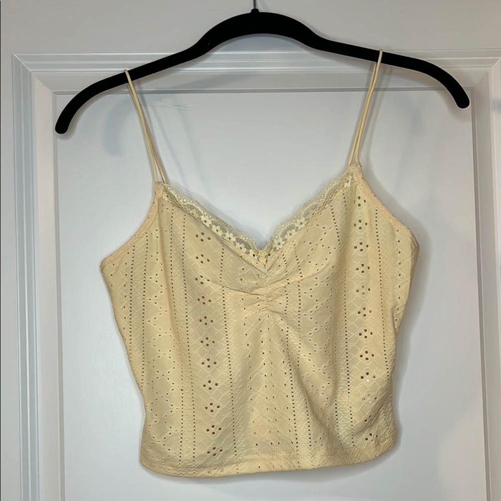 SHEIN Cream Ruffled Crop Camisole